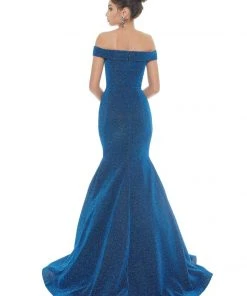 Ashley Lauren - 1606 Off-Shoulder Metallic Scuba Mermaid Dress