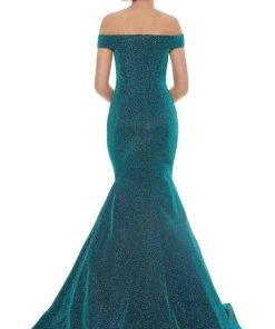 Ashley Lauren - 1606 Off-Shoulder Metallic Scuba Mermaid Dress