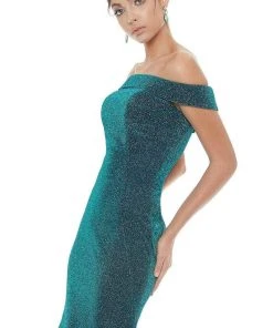 Ashley Lauren - 1606 Off-Shoulder Metallic Scuba Mermaid Dress