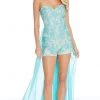 Ashley Lauren - 1689 Lace Applique Sweetheart Romper With Overskirt