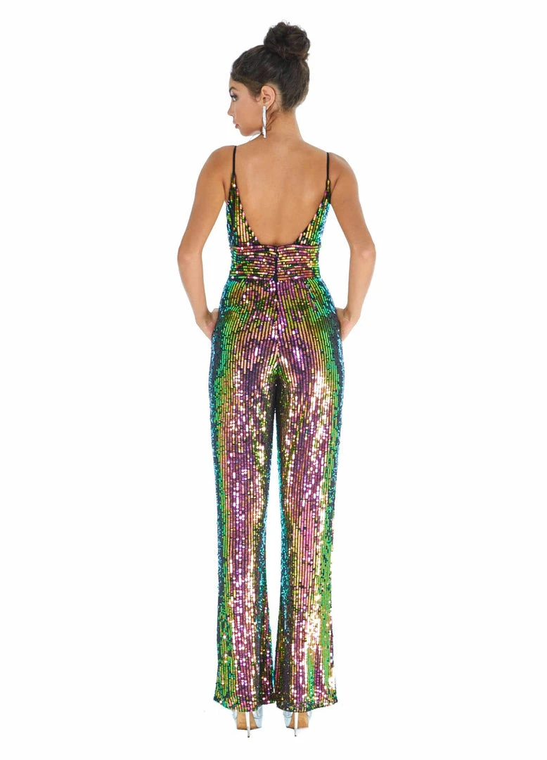 Ashley Lauren - 1726 Allover Sequin Sleeveless V Neck Jumpsuit 4 Ashley Lauren - 1726 Allover Sequin Sleeveless V Neck Jumpsuit
