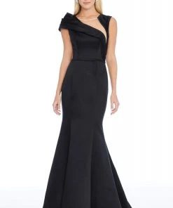 Ashley Lauren - 1788 Asymmetric Pleated Satin Trumpet Dress