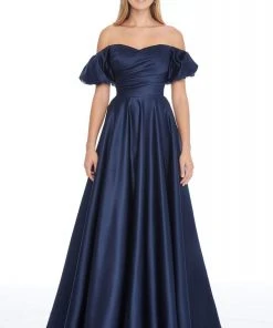 Ashley Lauren - 1790 Off-Shoulder Satin A-line Gown