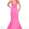 Ashley Lauren - 1793 Deep V-neck Satin Mermaid Dress