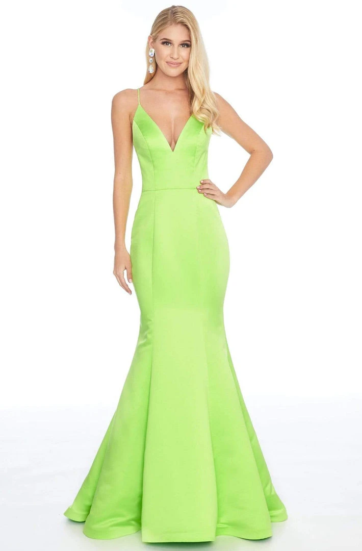 Ashley Lauren - 1793 Deep V-neck Satin Mermaid Dress 5 Ashley Lauren - 1793 Deep V-neck Satin Mermaid Dress