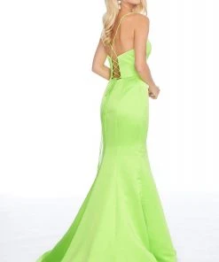 Ashley Lauren - 1793 Deep V-neck Satin Mermaid Dress 9 Ashley Lauren - 1793 Deep V-neck Satin Mermaid Dress