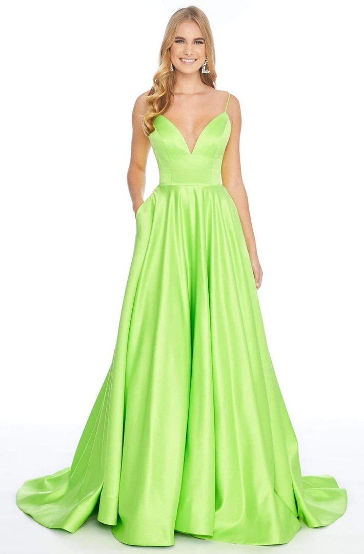 Ashley Lauren - 1794 Deep V-neck Satin A-line Gown 5 Ashley Lauren - 1794 Deep V-neck Satin A-line Gown