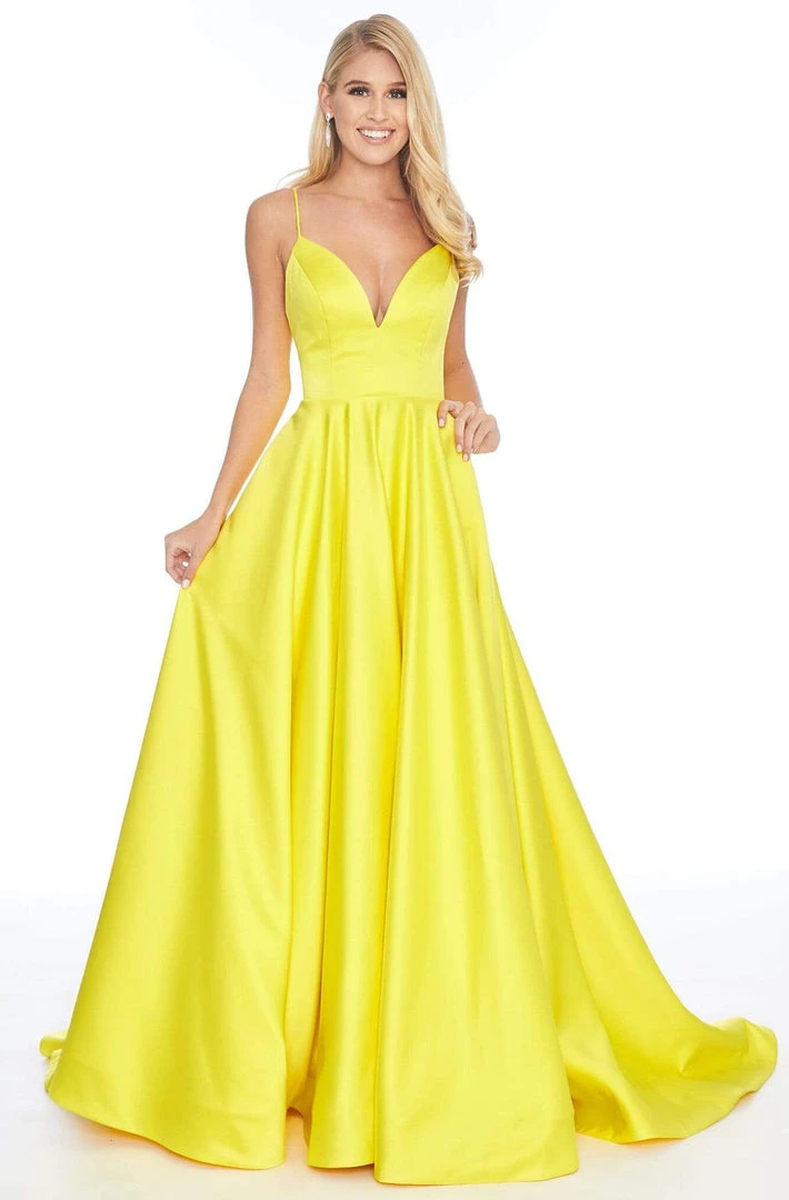 Ashley Lauren - 1794 Deep V-neck Satin A-line Gown 3 Ashley Lauren - 1794 Deep V-neck Satin A-line Gown