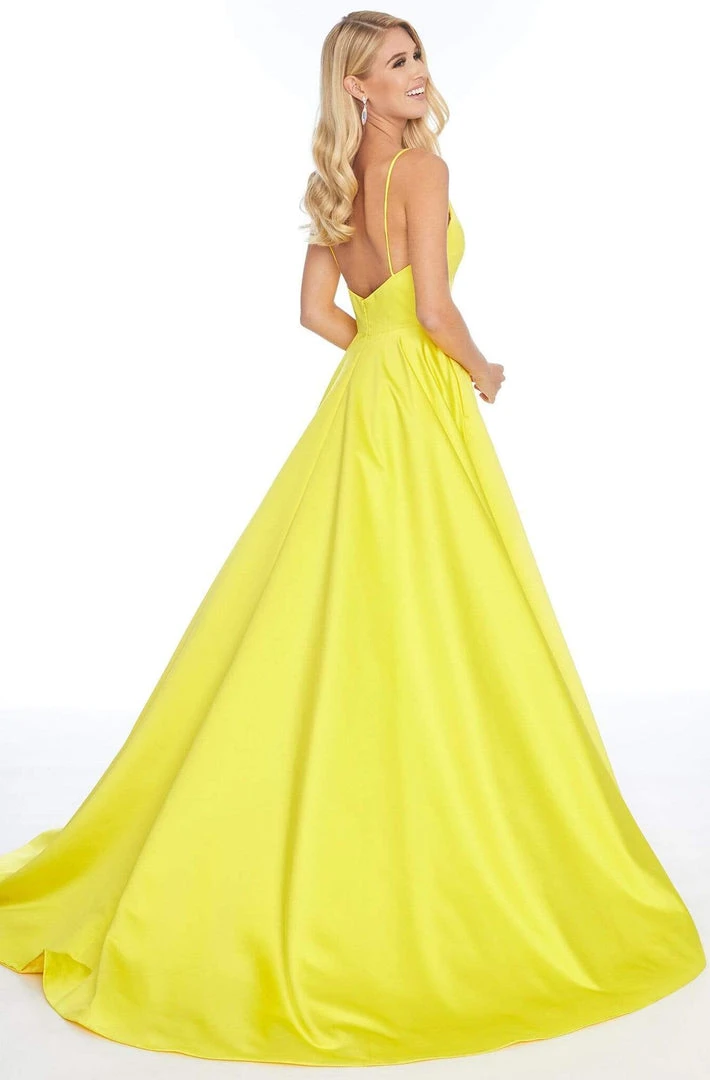 Ashley Lauren - 1794 Deep V-neck Satin A-line Gown 4 Ashley Lauren - 1794 Deep V-neck Satin A-line Gown