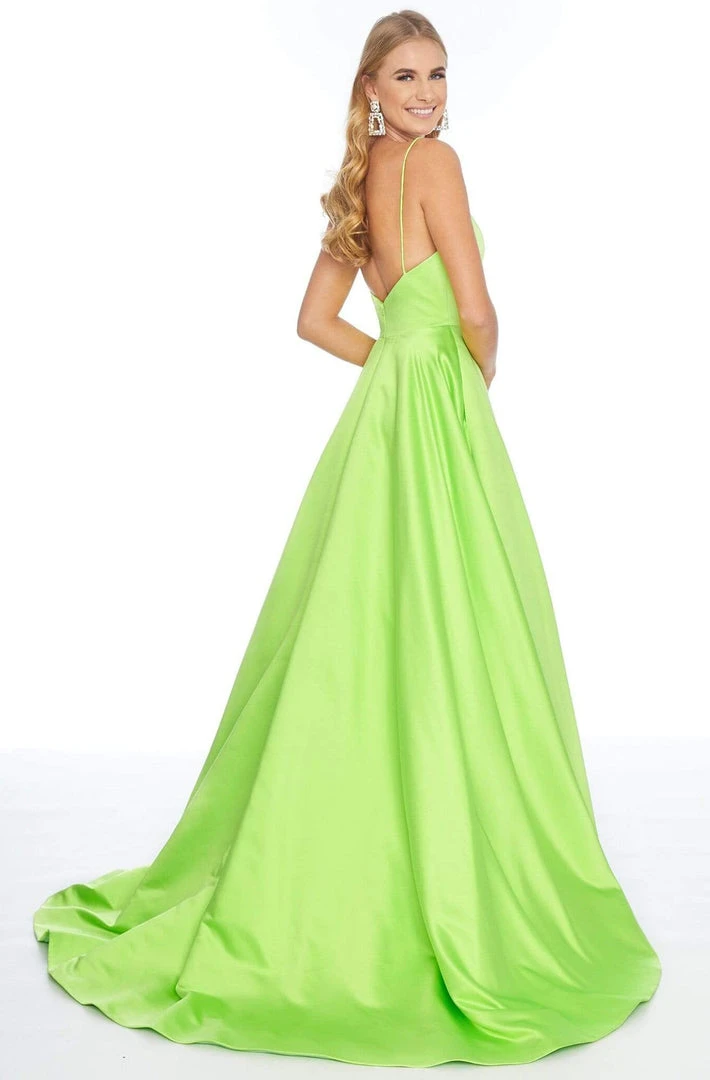 Ashley Lauren - 1794 Deep V-neck Satin A-line Gown 6 Ashley Lauren - 1794 Deep V-neck Satin A-line Gown