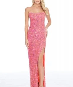 Ashley Lauren - 1818 Embellished Scoop Neck Sheath Dress