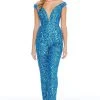 Ashley Lauren - 1825 Sequined Deep Off-Shoulder Jumpsuit