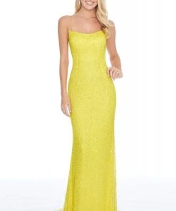 Ashley Lauren - 1827 Beaded Scoop Neck Sheath Dress