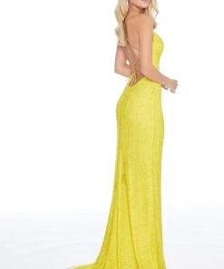 Ashley Lauren - 1827 Beaded Scoop Neck Sheath Dress