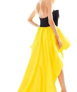 Ashley Lauren - 1874 Bow Accent Strapless High-Lo Bubble Skirt Gown