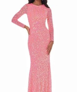 Ashley Lauren - 1985 Long Sleeve Allover Beaded Sheath Gown