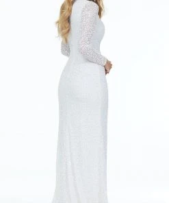 Ashley Lauren - 1985 Long Sleeve Allover Beaded Sheath Gown 17 Ashley Lauren - 1985 Long Sleeve Allover Beaded Sheath Gown