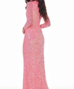 Ashley Lauren - 1985 Long Sleeve Allover Beaded Sheath Gown 14 Ashley Lauren - 1985 Long Sleeve Allover Beaded Sheath Gown