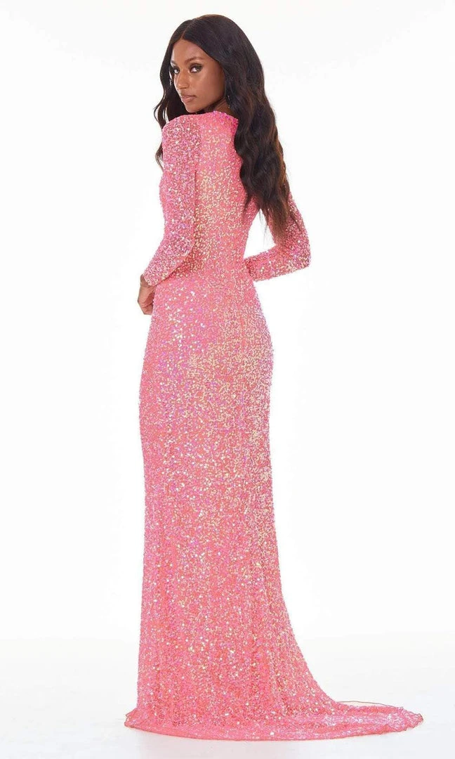 Ashley Lauren - 1985 Long Sleeve Allover Beaded Sheath Gown 4 Ashley Lauren - 1985 Long Sleeve Allover Beaded Sheath Gown