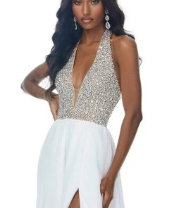 Ashley Lauren - 1989 Plunging Halter A-Line Gown With Slit 7 Ashley Lauren - 1989 Plunging Halter A-Line Gown With Slit
