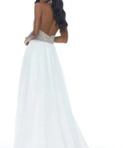 Ashley Lauren - 1989 Plunging Halter A-Line Gown With Slit 6 Ashley Lauren - 1989 Plunging Halter A-Line Gown With Slit