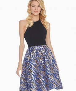 Ashley Lauren - 4075 Halter Brocade A-Line Cocktail Dress 6 Ashley Lauren - 4075 Halter Brocade A-Line Cocktail Dress