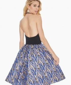 Ashley Lauren - 4075 Halter Brocade A-Line Cocktail Dress 7 Ashley Lauren - 4075 Halter Brocade A-Line Cocktail Dress