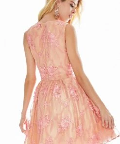 Ashley Lauren - 4079 Embroidered Tulle Jewel Neck A-line Dress