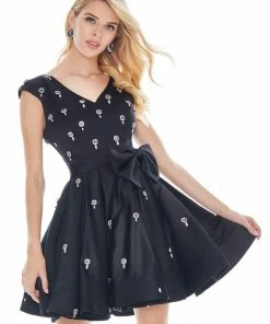 Ashley Lauren - 4080 Beaded Cap Sleeve Bow-Ornate Satin Dress 13 Ashley Lauren - 4080 Beaded Cap Sleeve Bow-Ornate Satin Dress