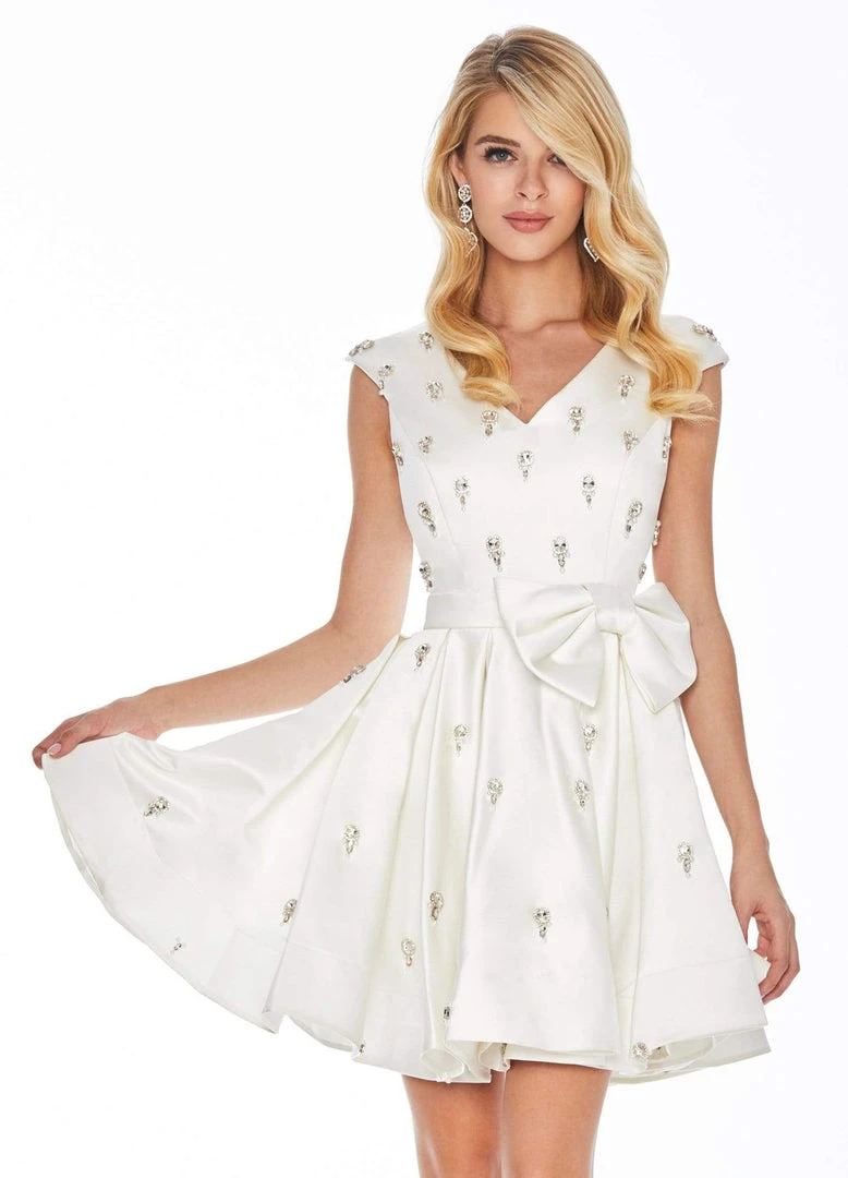 Ashley Lauren - 4080 Beaded Cap Sleeve Bow-Ornate Satin Dress 3 Ashley Lauren - 4080 Beaded Cap Sleeve Bow-Ornate Satin Dress