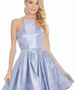 Ashley Lauren - 4081 Cut-In Halter Metallic A-Line Dress