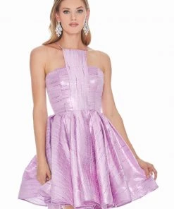 Ashley Lauren - 4081 Cut-In Halter Metallic A-Line Dress 13 Ashley Lauren - 4081 Cut-In Halter Metallic A-Line Dress