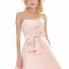 Ashley Lauren - 4082 Bow-Adorned Strapless Sweetheart Satin Dress