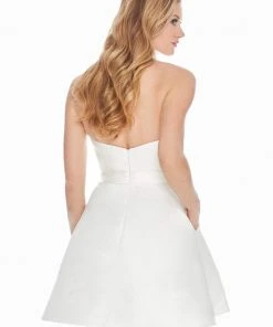 Ashley Lauren - 4082 Bow-Adorned Strapless Sweetheart Satin Dress