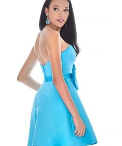 Ashley Lauren - 4082 Bow-Adorned Strapless Sweetheart Satin Dress