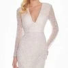 Ashley Lauren - 4131 Embellished Plunging V-neck Sheath Dress 1 Ashley Lauren - 4131 Embellished Plunging V-neck Sheath Dress