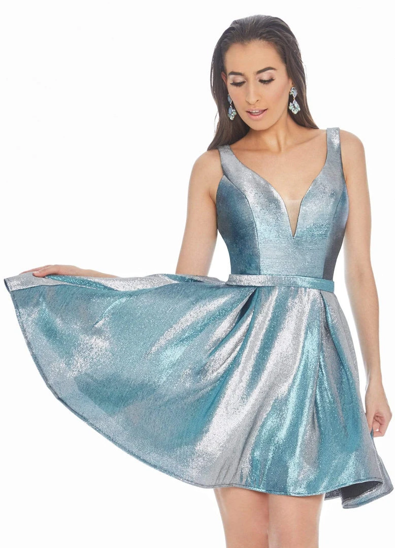 Ashley Lauren - 4175 Plunging V-neck Brocade A-line Dress 8 Ashley Lauren - 4175 Plunging V-neck Brocade A-line Dress