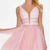 Ashley Lauren - 4180 Deep V-neck Glitter Tulle A-line Dress 2 Ashley Lauren - 4180 Deep V-neck Glitter Tulle A-line Dress