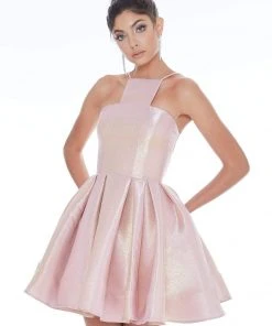 Ashley Lauren - 4204 Metallic Halter Neck Cocktail Dress