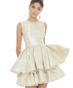 Ashley Lauren - 4211 Two Tone Jewel Tiered Cocktail Dress