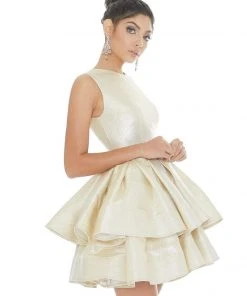 Ashley Lauren - 4211 Two Tone Jewel Tiered Cocktail Dress