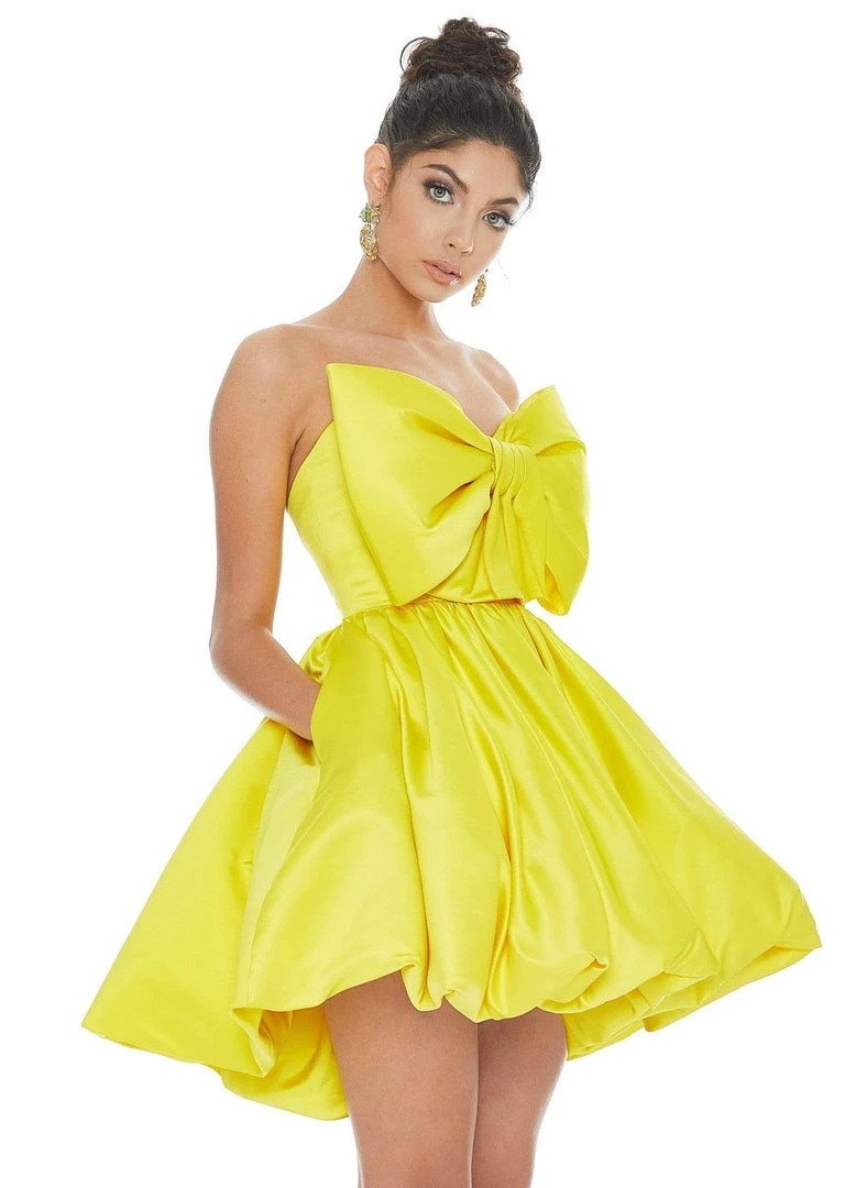 Ashley Lauren - 4218 Bowed Strapless A-Line Cocktail Dress 8 Ashley Lauren - 4218 Bowed Strapless A-Line Cocktail Dress