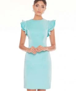 Ashley Lauren - 4228 Tiered Flutter Sleeve Crepe Cocktail Dress