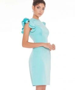 Ashley Lauren - 4228 Tiered Flutter Sleeve Crepe Cocktail Dress 6 Ashley Lauren - 4228 Tiered Flutter Sleeve Crepe Cocktail Dress