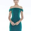 Ashley Lauren - 4240 Off-Shoulder Metallic Scuba Fitted Dress 2 Ashley Lauren - 4240 Off-Shoulder Metallic Scuba Fitted Dress