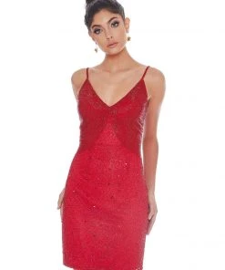 Ashley Lauren - 4246 Fully Beaded V-neck Fitted Dress 18 Ashley Lauren - 4246 Fully Beaded V-neck Fitted Dress