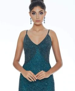 Ashley Lauren - 4246 Fully Beaded V-neck Fitted Dress 17 Ashley Lauren - 4246 Fully Beaded V-neck Fitted Dress