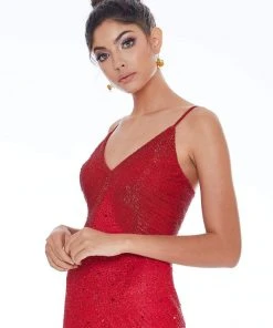 Ashley Lauren - 4246 Fully Beaded V-neck Fitted Dress 20 Ashley Lauren - 4246 Fully Beaded V-neck Fitted Dress