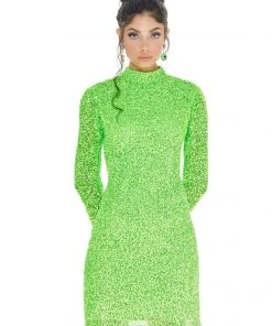 Ashley Lauren - 4252 Long Sleeve Open Back Sequined Cocktail Dress