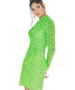 Ashley Lauren - 4252 Long Sleeve Open Back Sequined Cocktail Dress 13 Ashley Lauren - 4252 Long Sleeve Open Back Sequined Cocktail Dress